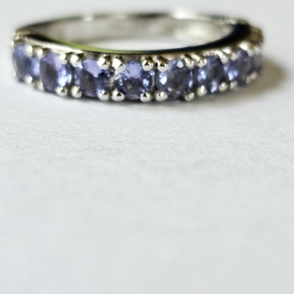 Genuine Tanzanite Ring Platinum over Sterling Silver Sz 5!  Arthritis Shank - Picture 1 of 11